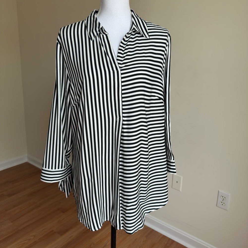 Zac & Rachel || striped 3/4 sleeves blouse size Xl Petite